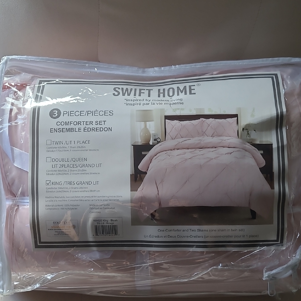 Pink 3-Piece Comforter Set - Twin/Full/King Options
